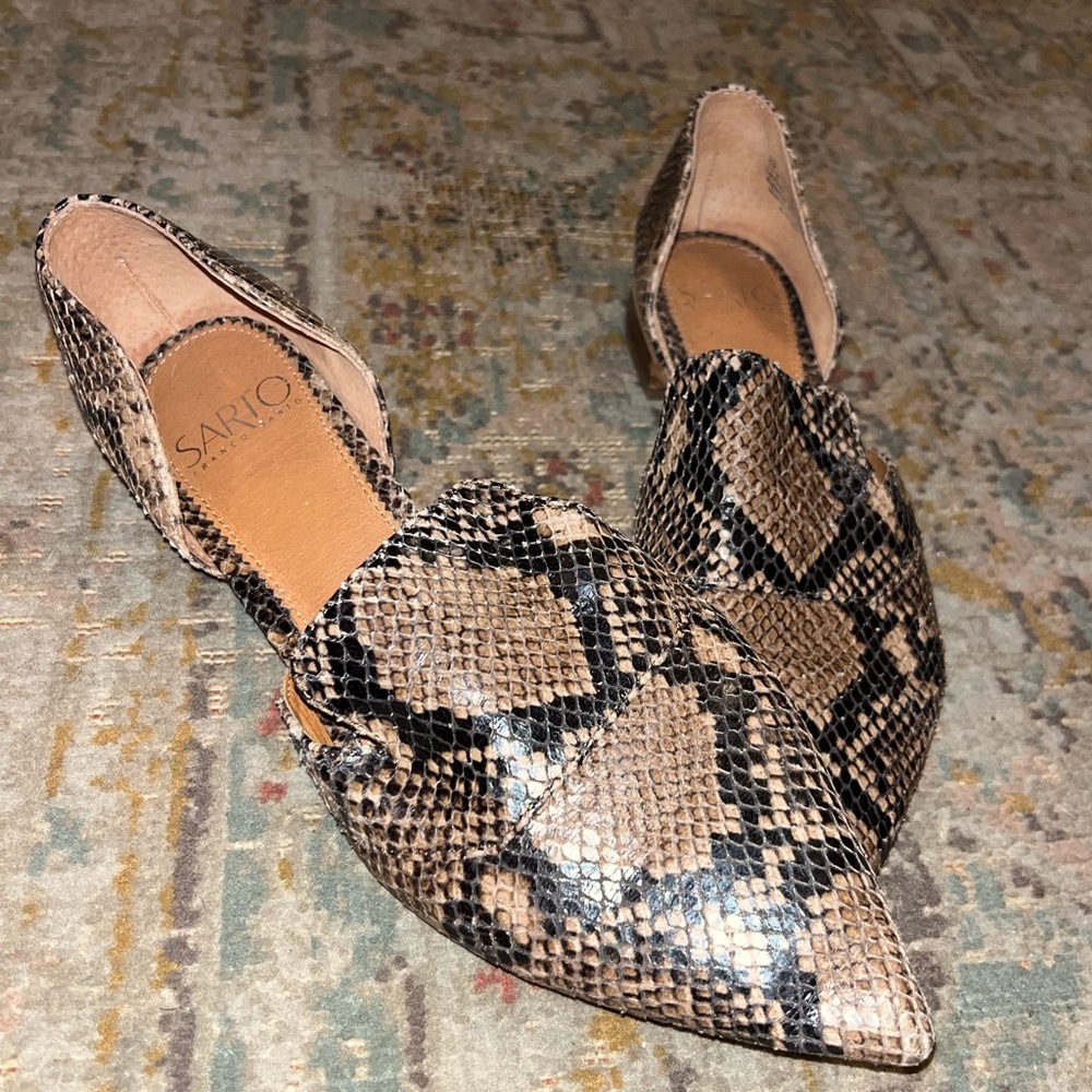 Toby Taupe Snake Leather Franco Sarto d'Orsay Flats